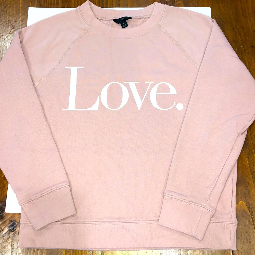 J CREW “LOVE” 100%COTTON SWEATHSIRT SIZE MEDIUM
